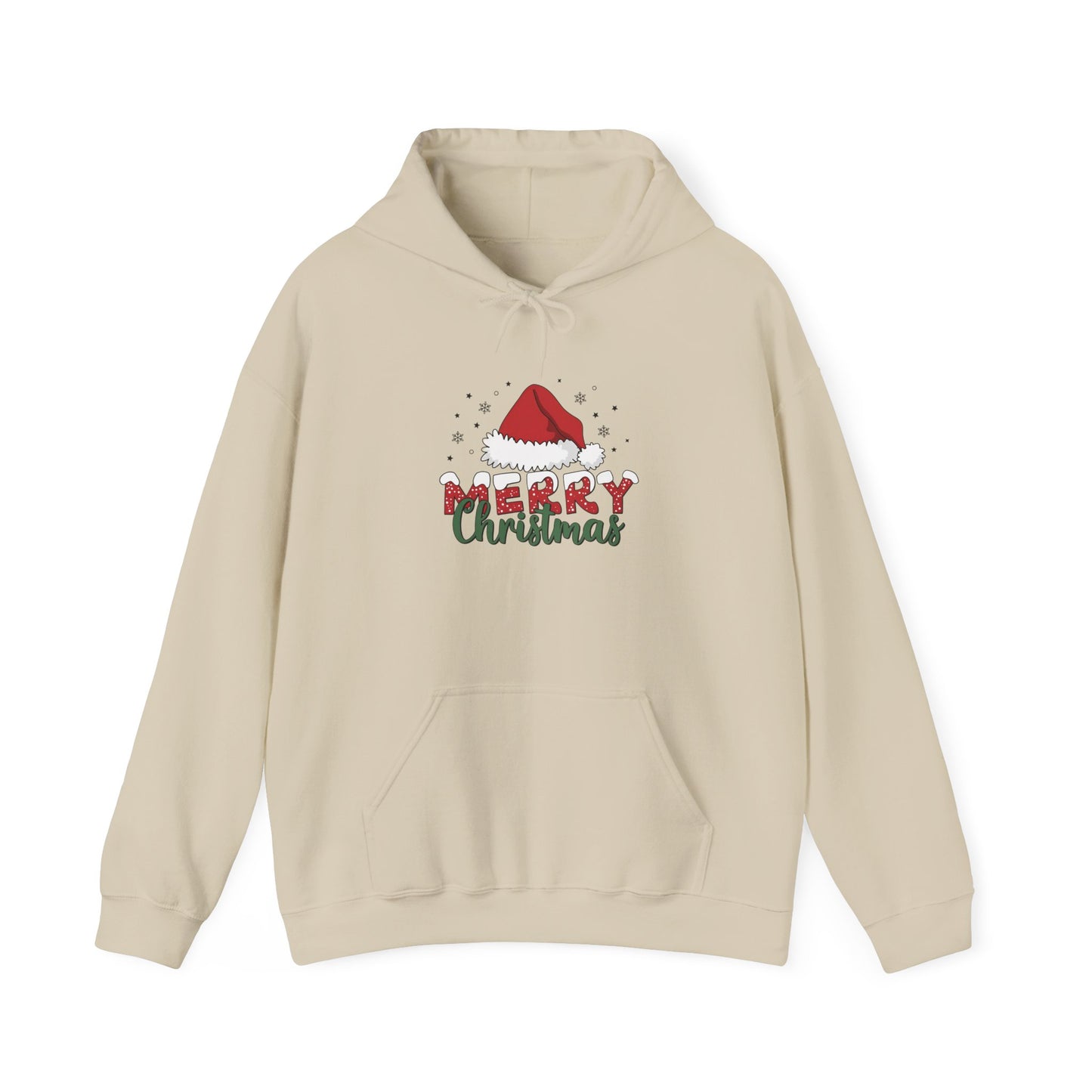 Embroidered Christmas Hoodie "Merry Christmas" Santa Hat Holiday Sweatshirt
