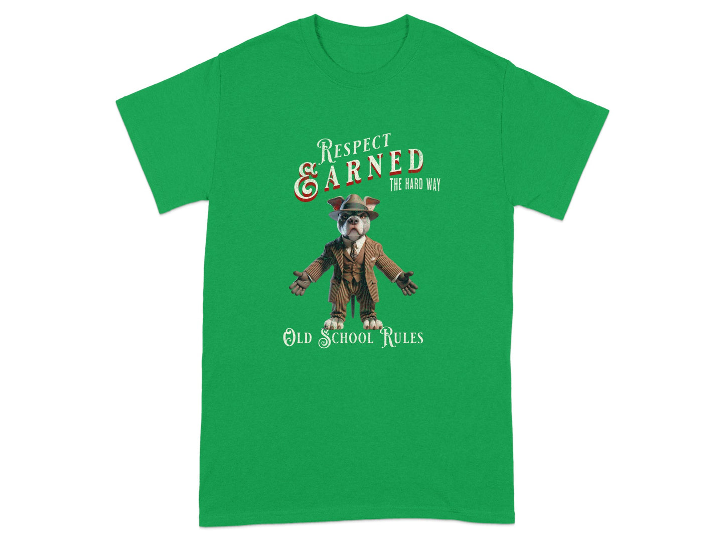 RESPECT & EARNED THE HARD WAY OLD SCHOOL RULES Bulldog Design product type