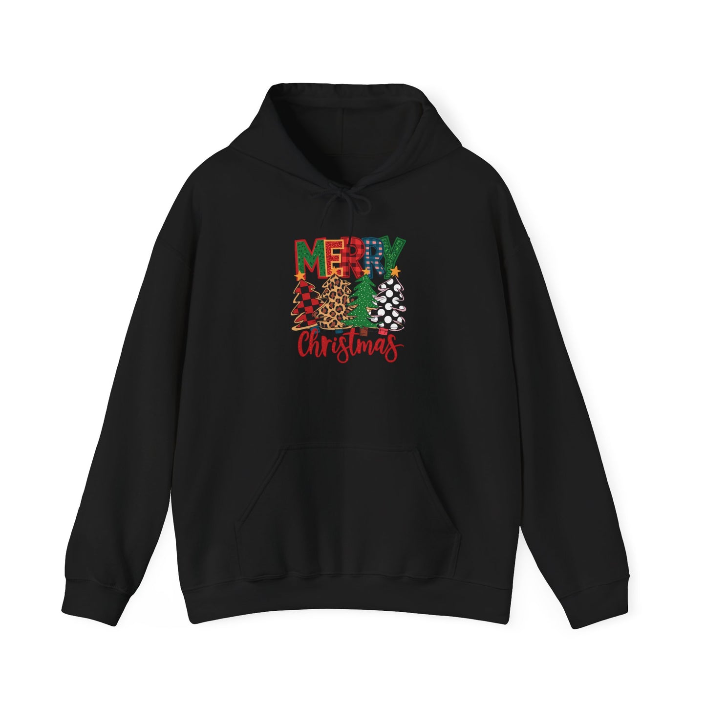 Embroidered Christmas Trees 'Merry Christmas' Hoodie - Holiday Plaid & Buffalo Check