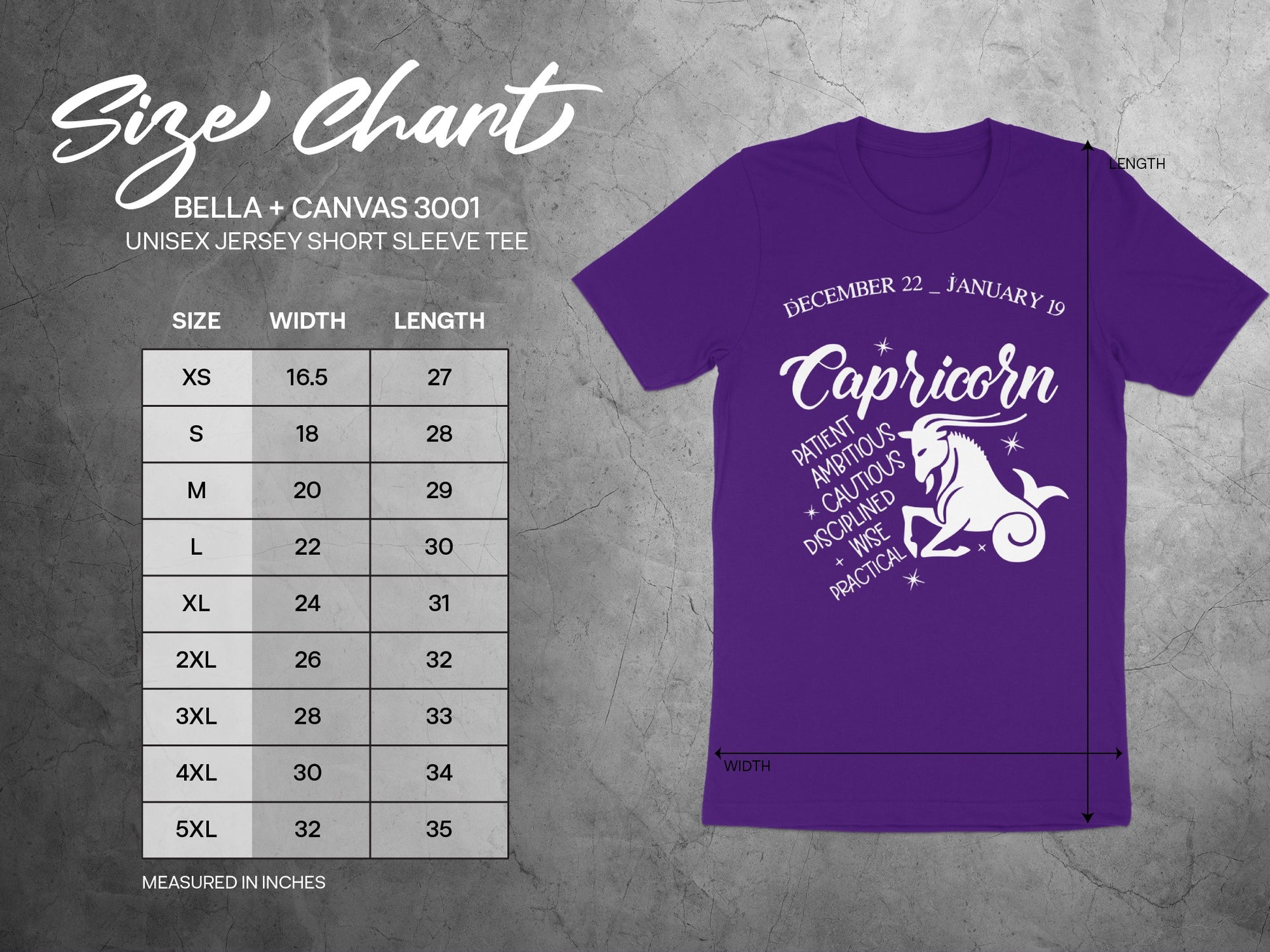 Bella + Canvas 3001 Capricorn Unisex Jersey Short Sleeve Tee