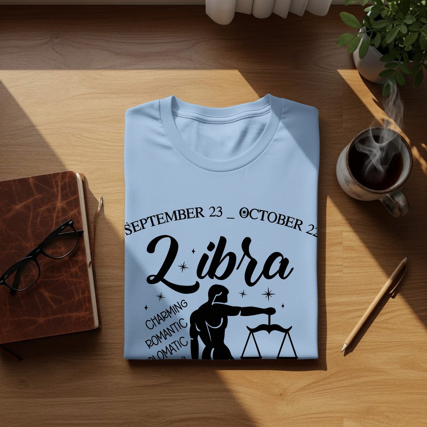 Stylish Libra Design T-Shirt for Astrology Enthusiasts