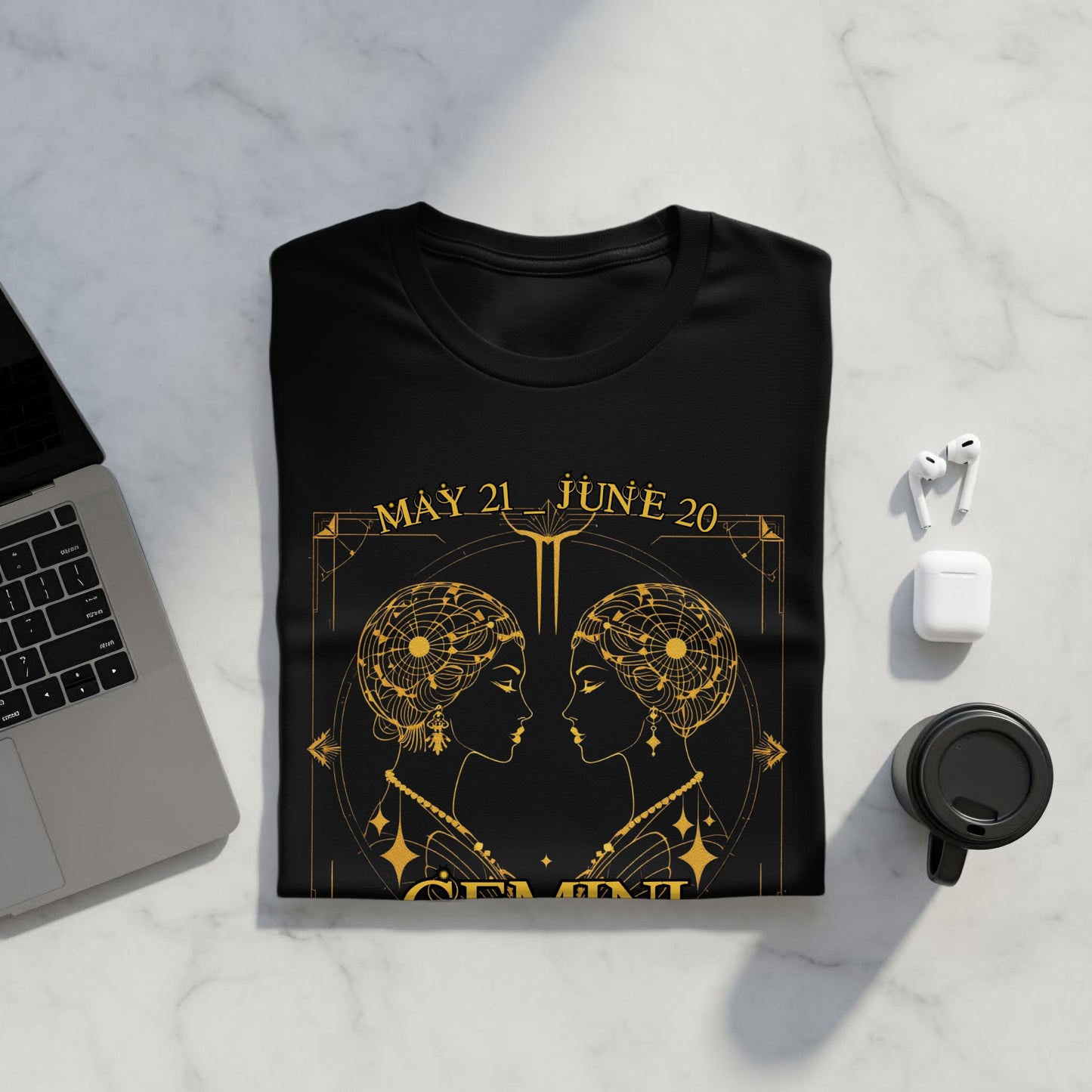 May 21 June 20 Gemini Zodiac Sign Design T-Shirt