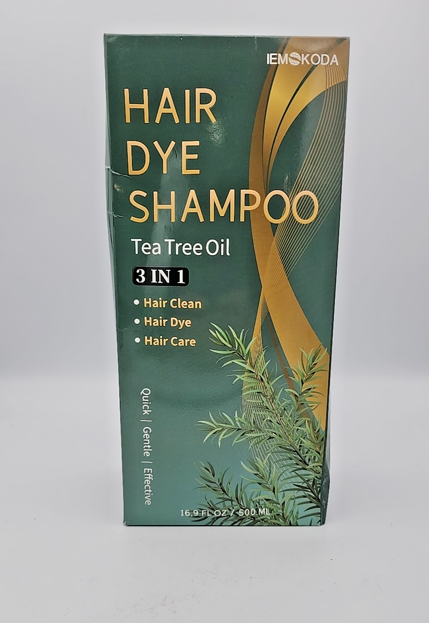 3 in 1 Hair Dye Shampoo 500ml Instant Color Natural Tea Tree Formula Exp 3/2027