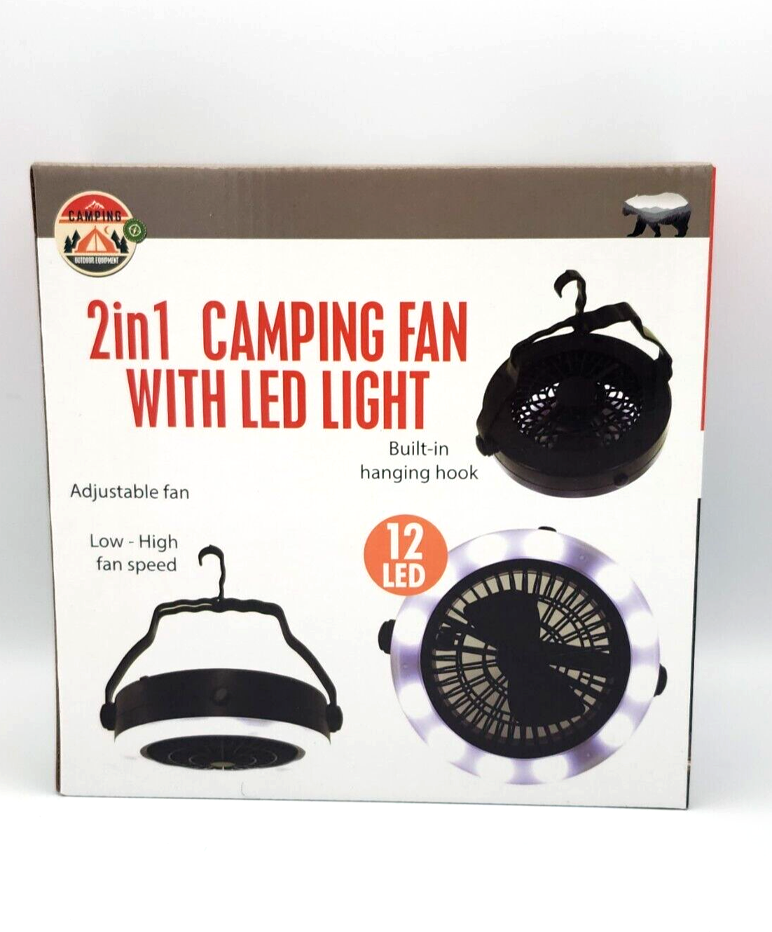 2 in 1 Portable Battery Powered Camping Outdoor Fan With LED Light