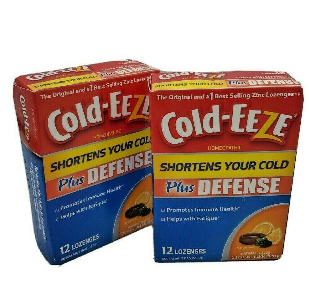 2x Cold EEZE Plus Defense HOMEOPATHIC Zinc LOZENGES CITRUS WITH ELDERBERRY 24 ct