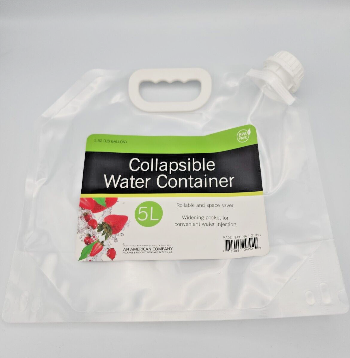 5 Liter Collapsible Water Container - Collapses for Compact Storage Lot of 2