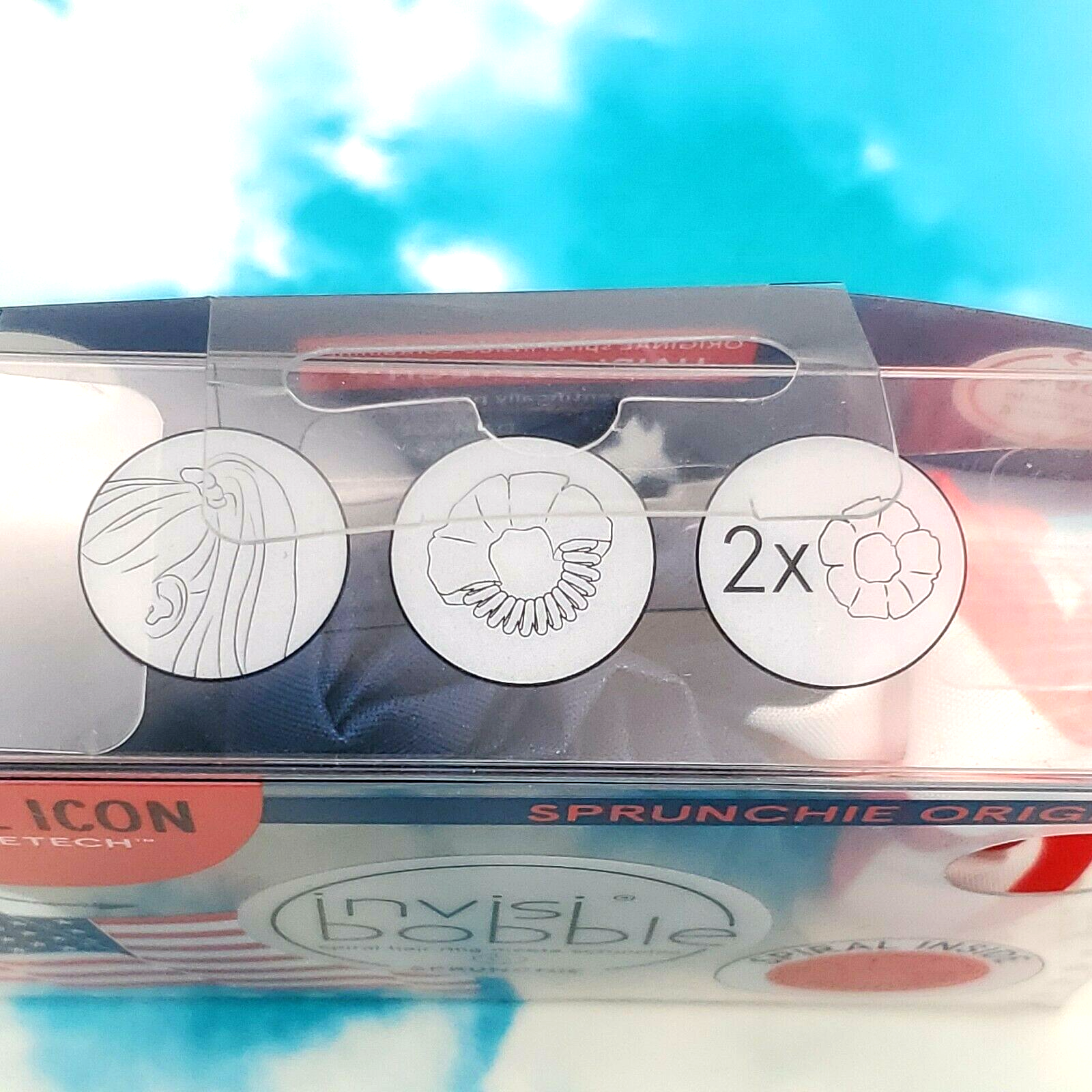 2 Pks - Style Icon - Sprunchie Original - Invisibobble - RED-WHITE-BLUE= 4 Total