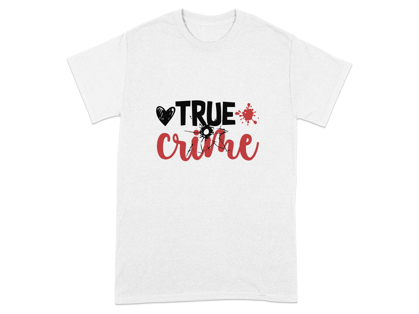 TRUE CRIME Heart Bullet Hole Blood Splatter T-shirt