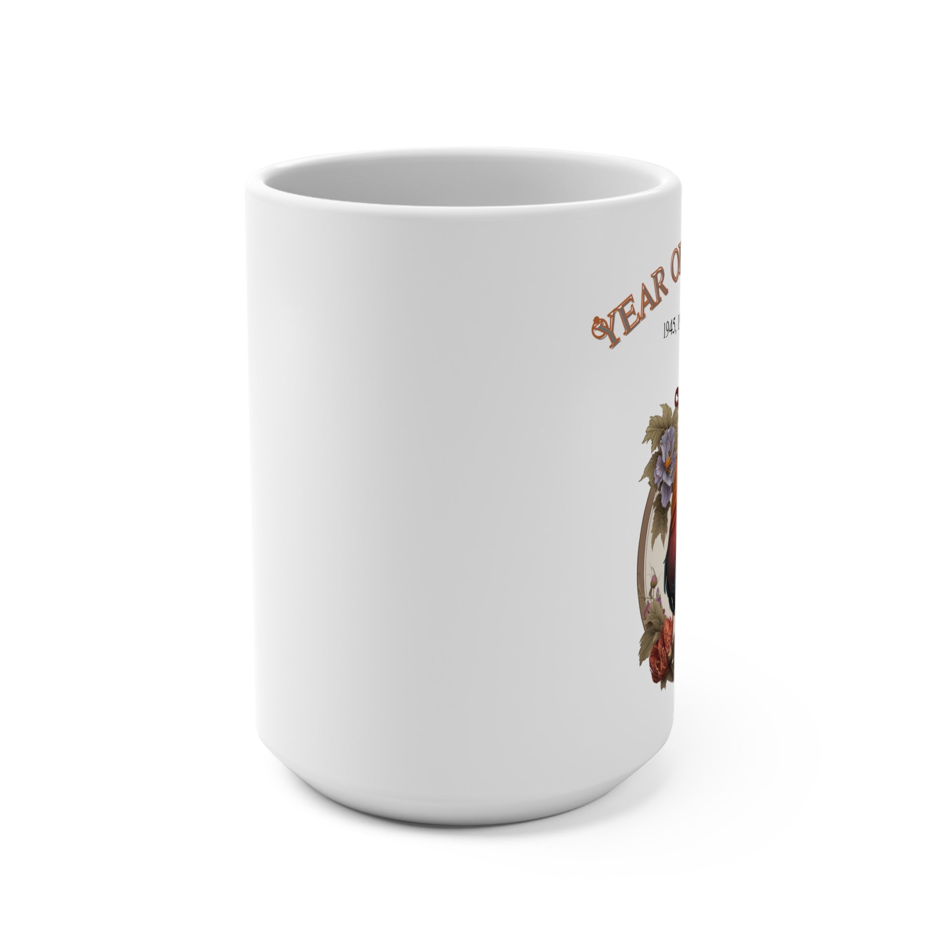 White mug with a design on a white background