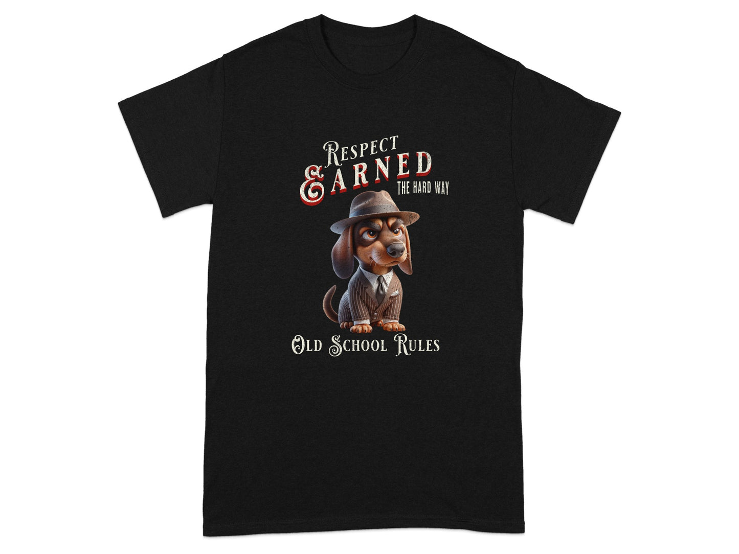 Dachshund Dog Respect Earned The Hard Way Old School Rules T-Shirt
Dachshund Dog Respect Earned Old School Rules Hard Way Gangster Dog Mafia Dog Cool Dog Funny Dog Cartoon Dog Pet Lover Animal Theme Graphic Tee Novelty Shirt Unique T-Shirt Dapper Dog Fedora Hat Dog Suit Dog Dog Owner Gift Statement Apparel