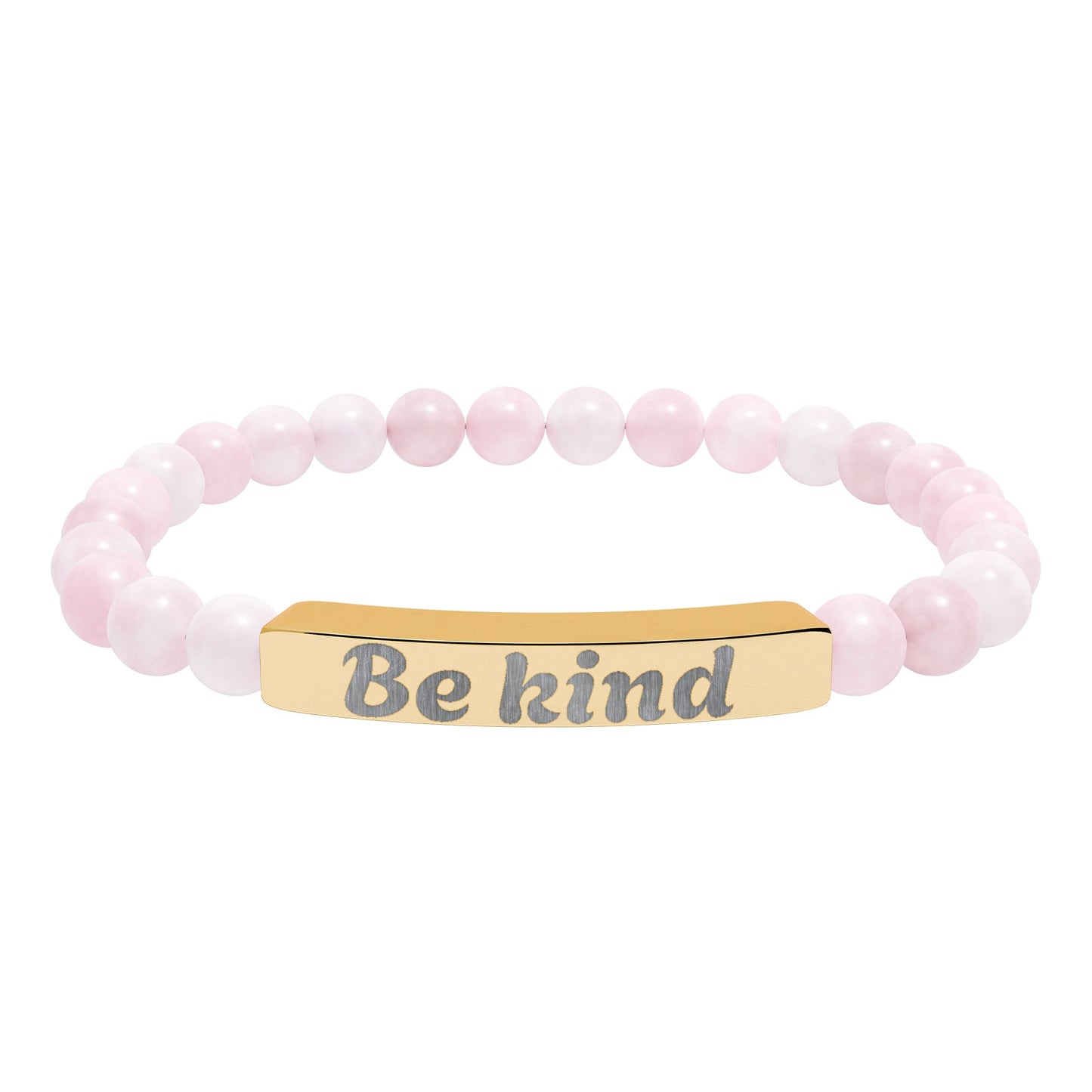 Be Kind Natural Stone Stretch Bracelet — Engraved Bar Inspirational Jewelry
