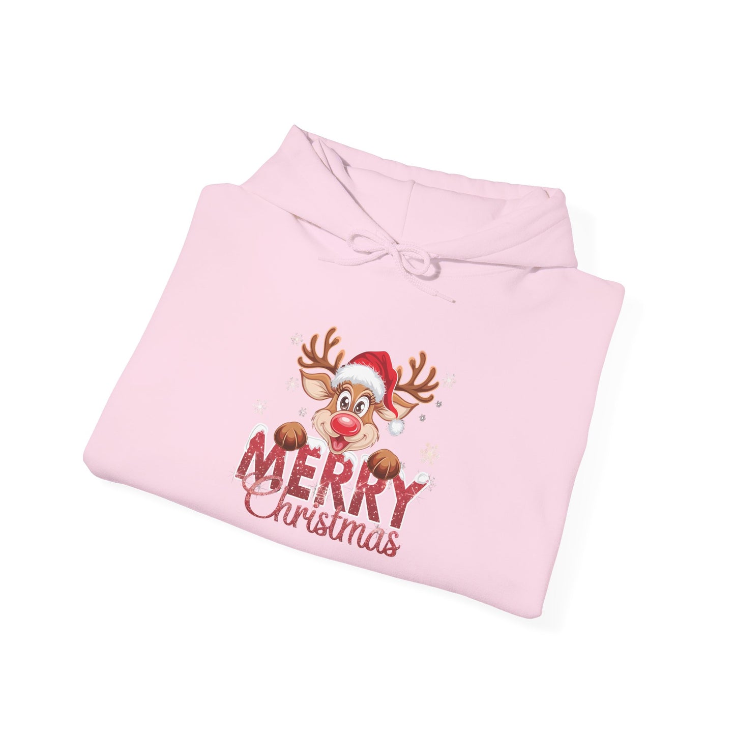 Embroidered Christmas Reindeer Hoodie – Merry Christmas Cute Holiday Sweatshirt
