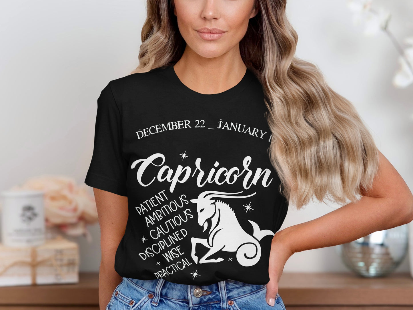 Capricorn Zodiac Sign T-Shirt with Positive Traits Design