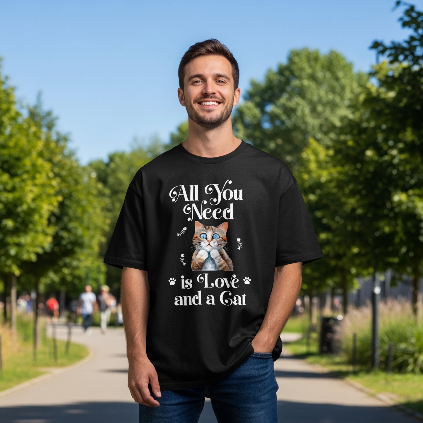 All You Need is Love and a Cat Graphic T-Shirt