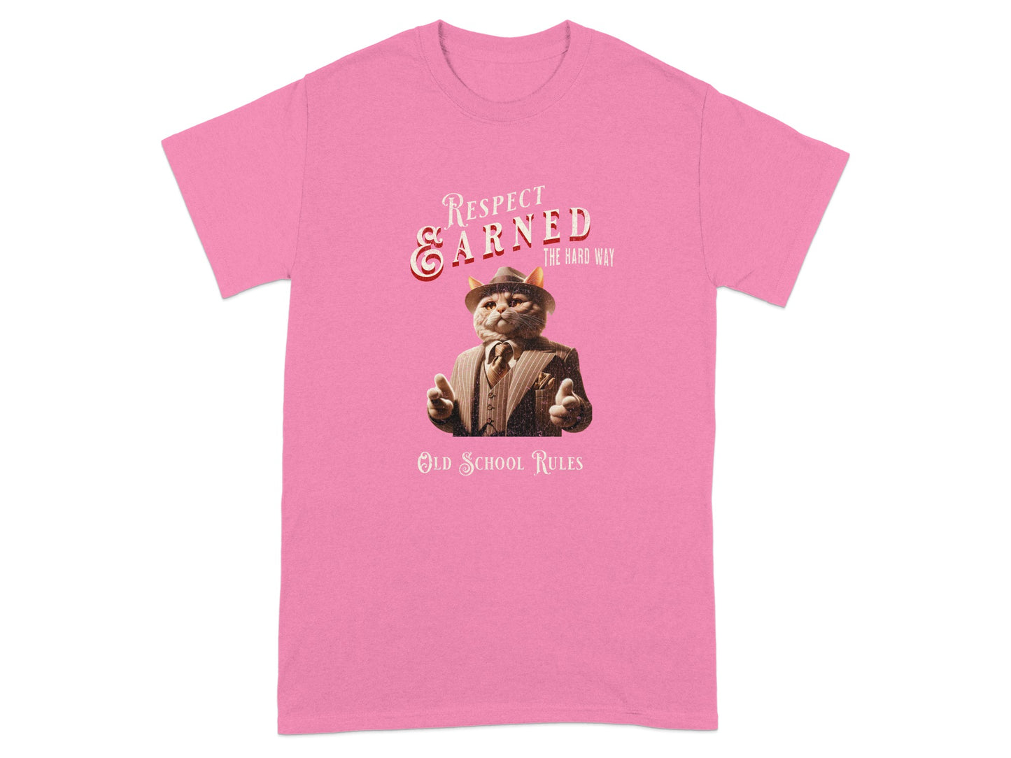 Respect Earned The Hard Way Old School Rules t-shirt

Cat graphic, Suit hat cat, Respect Earned, The Hard Way, Old School Rules, Vintage cat, Retro design, Pink t-shirt, Feline art, Humorous shirt, Quote shirt, Statement top, Cool cat design, Boss vibes, Animal lover, Unique graphic, Gangster style, Streetwear tee, Entrepreneur spirit, Motivational print