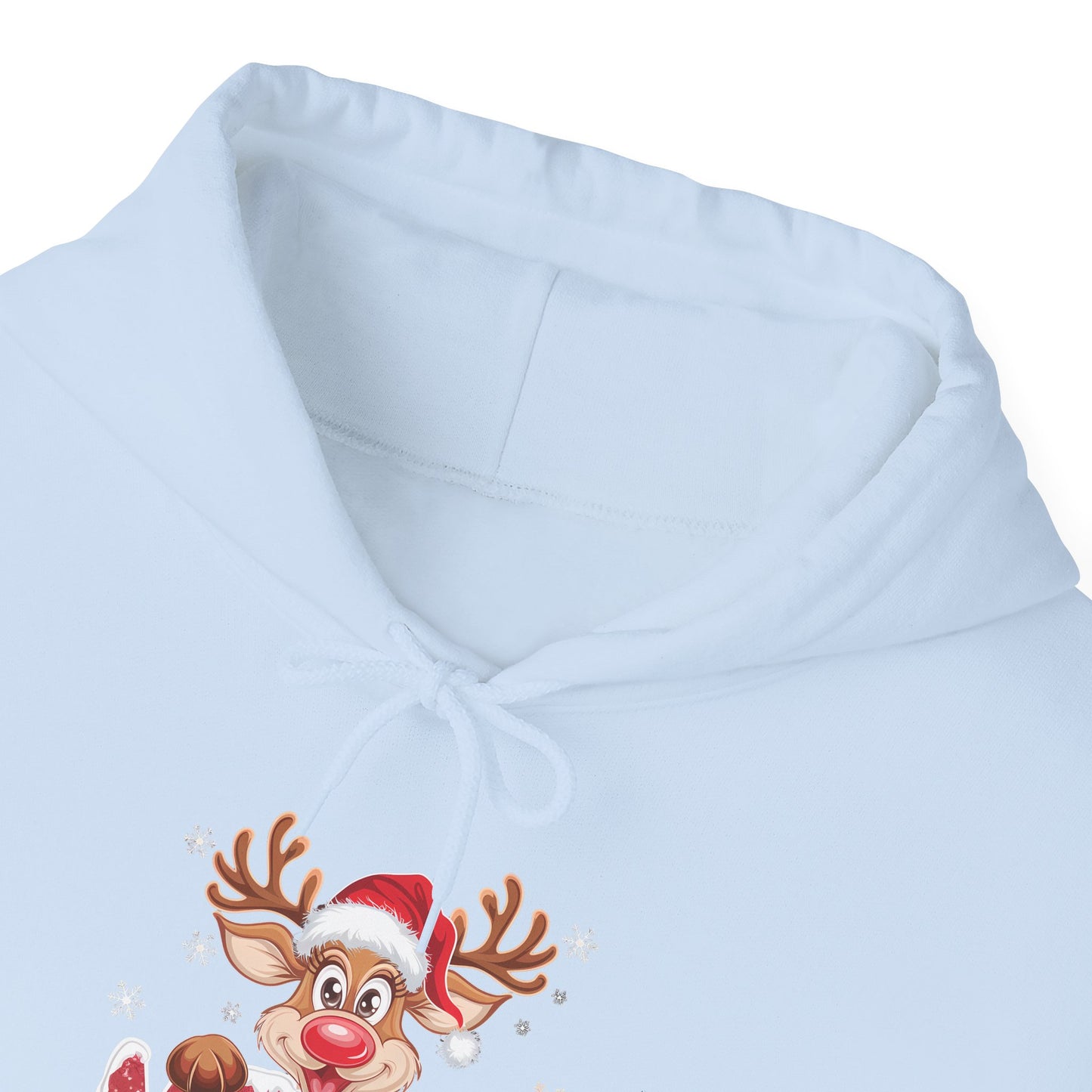 Embroidered Christmas Reindeer Hoodie – Merry Christmas Cute Holiday Sweatshirt