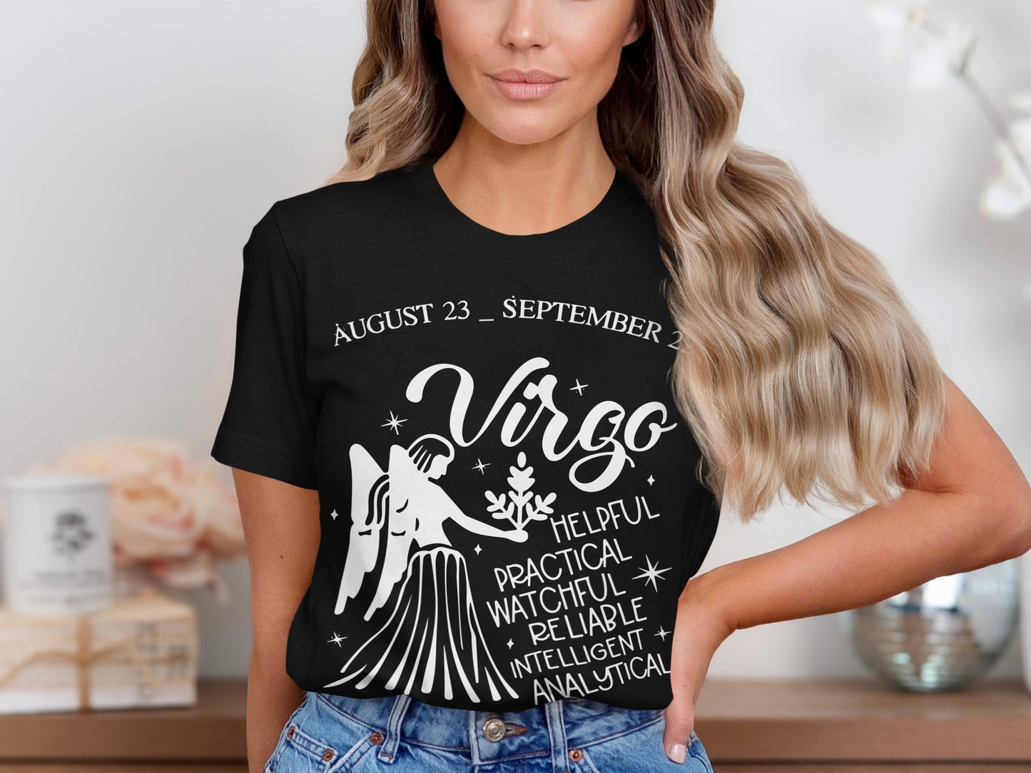 Virgo Zodiac Sign T-shirt with Positive Traits