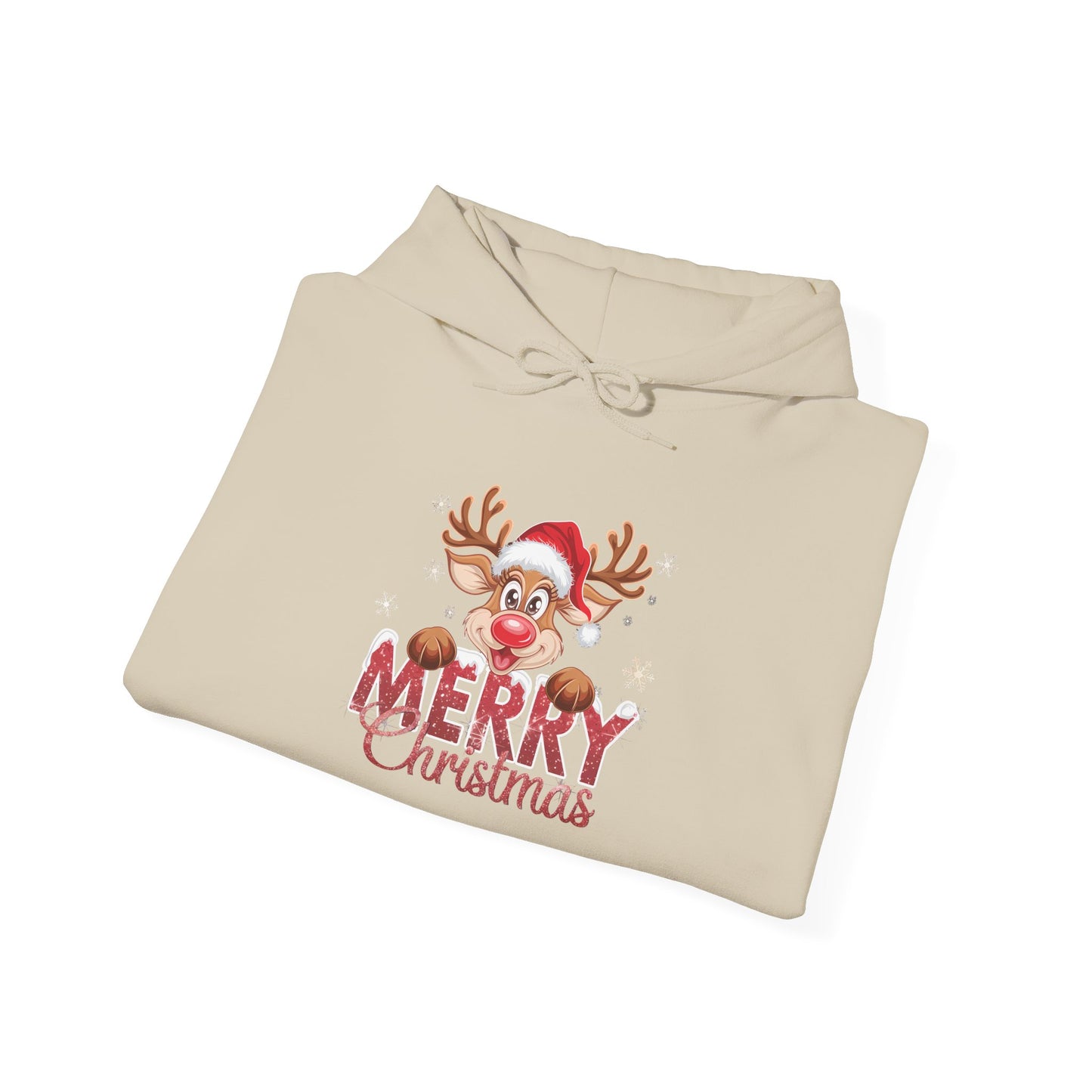 Embroidered Christmas Reindeer Hoodie – Merry Christmas Cute Holiday Sweatshirt