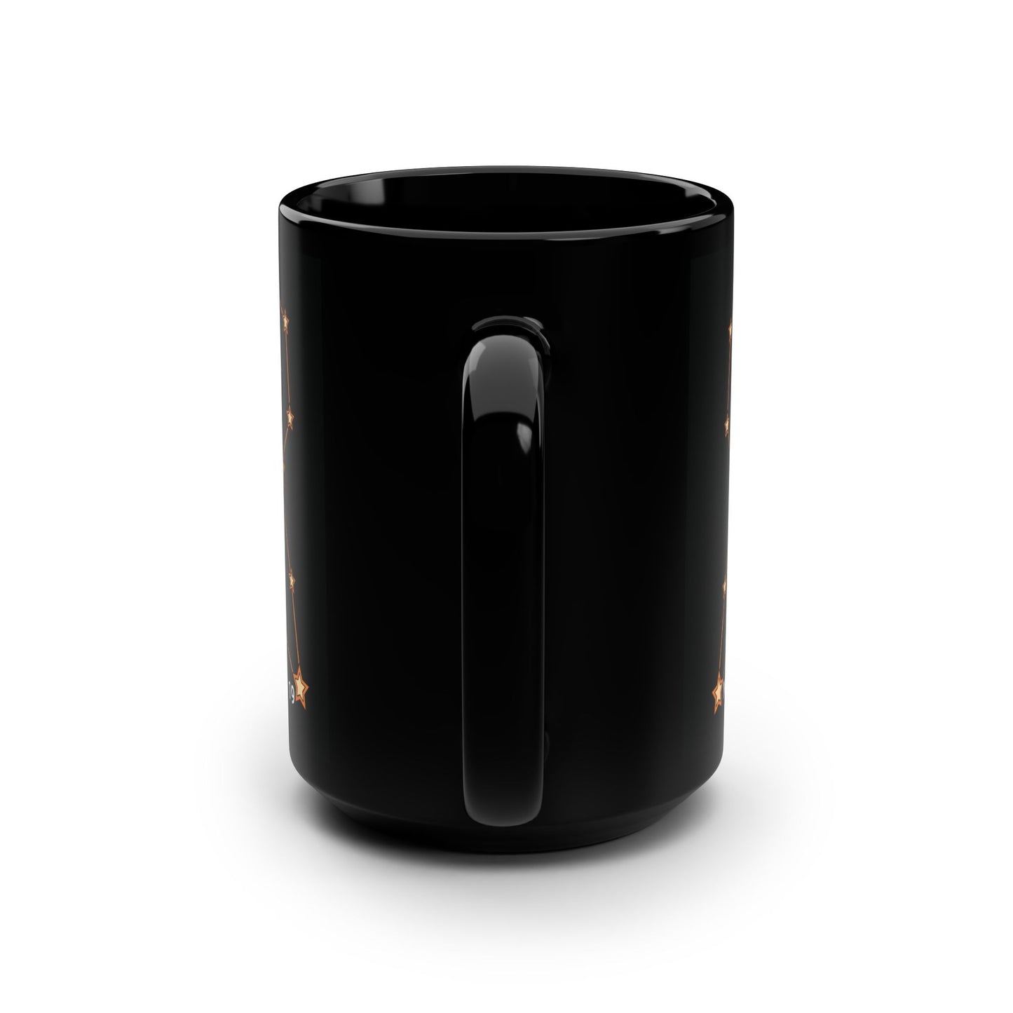 Black mug with a handle on a white background