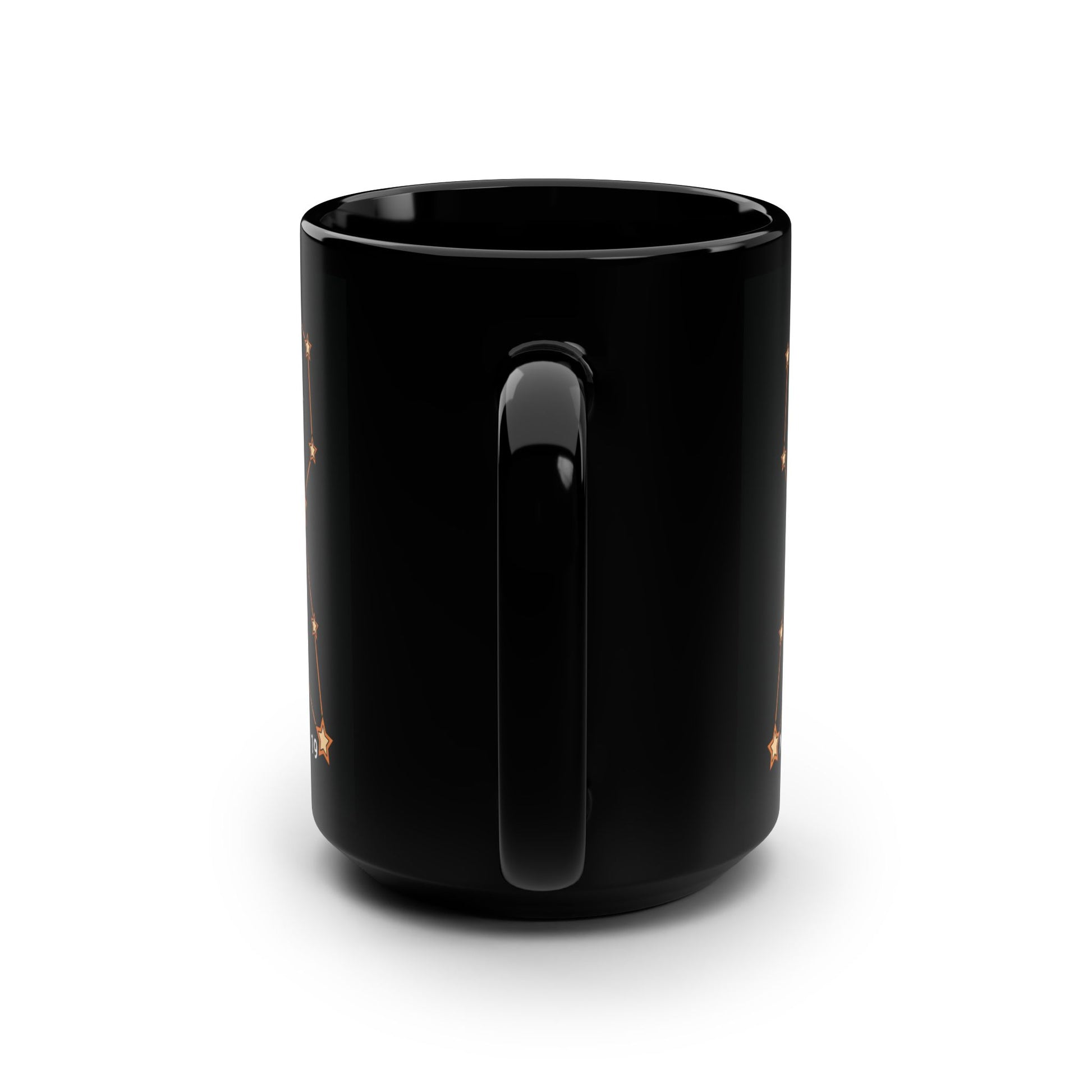Black mug with a handle on a white background