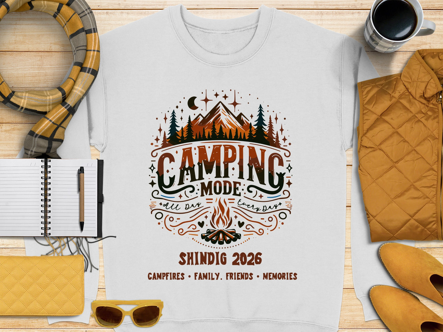 Camping Mode Shindig 2026 Campfires Friends Memories Shirt