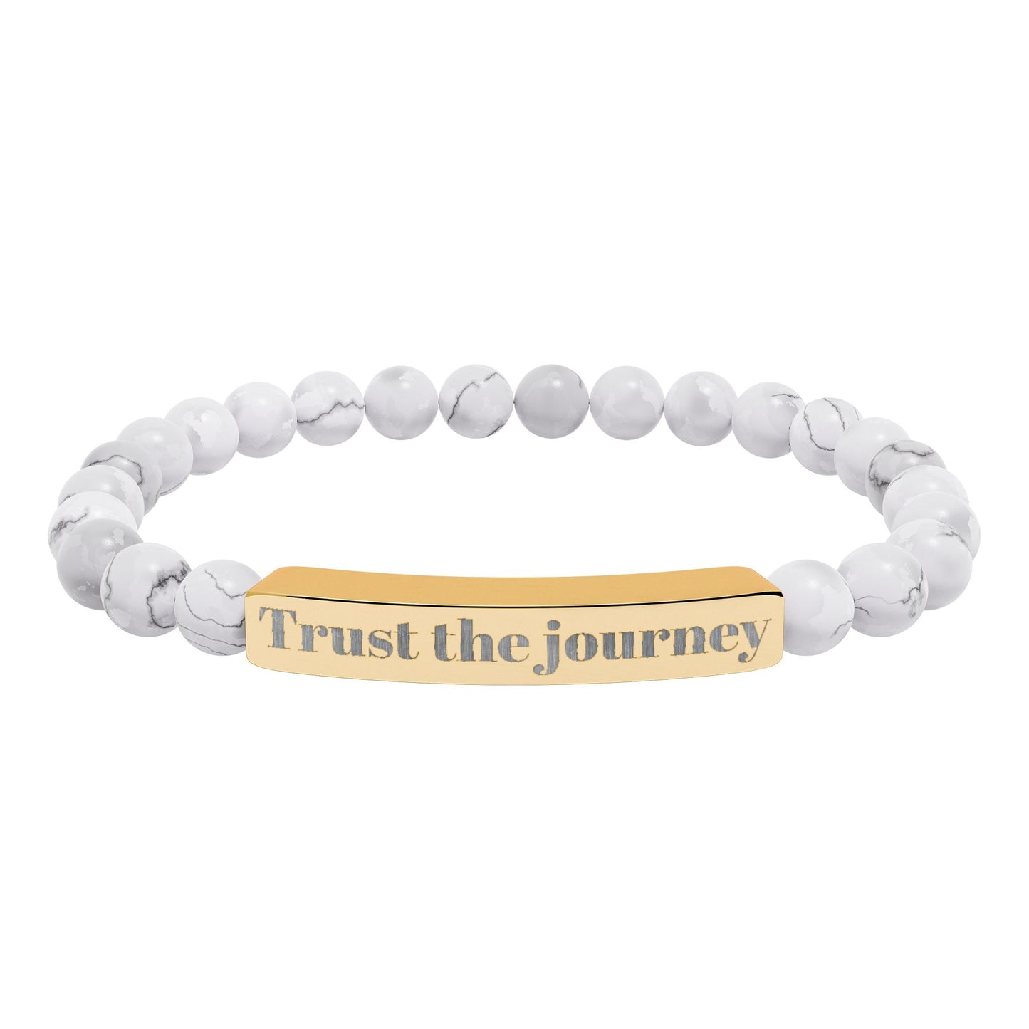 Engraved 'Trust the Journey' Natural Stone Stretch Bracelet