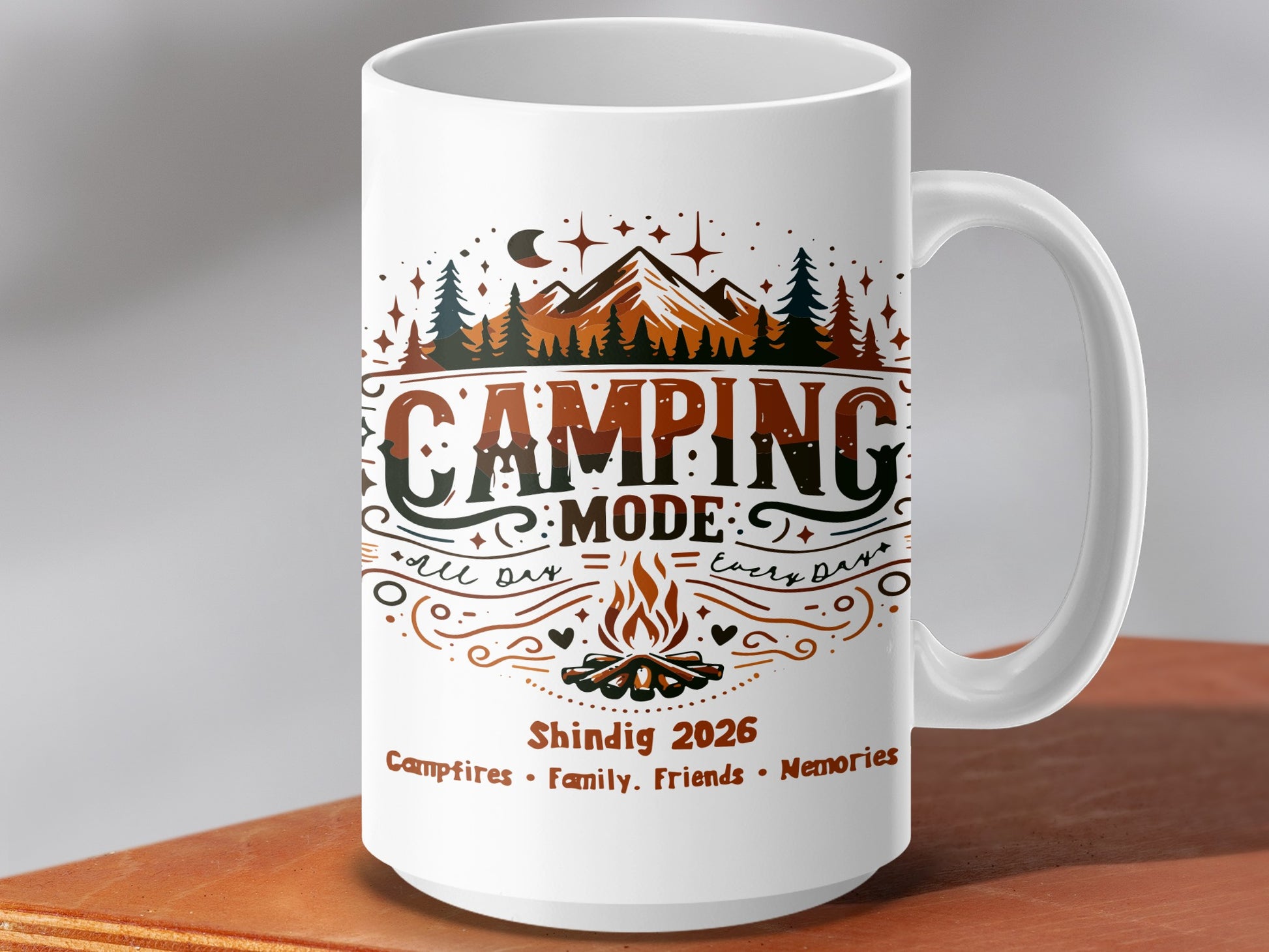 Camping Mode Shindig 2026 Campfires Friends Memories Mug