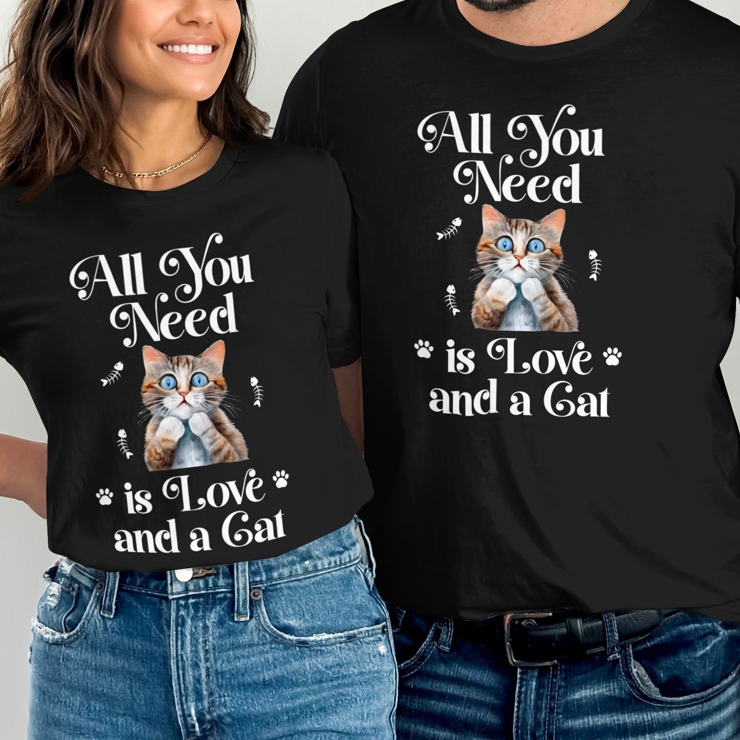 All You Need Is Love and a Cat Graphic T-shirt