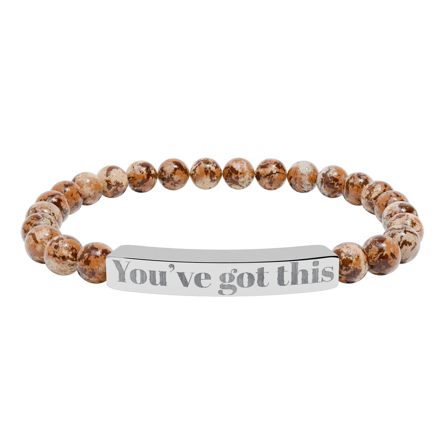 Engraved Natural Stone Stretch Bracelet — "You’ve Got This" Bar