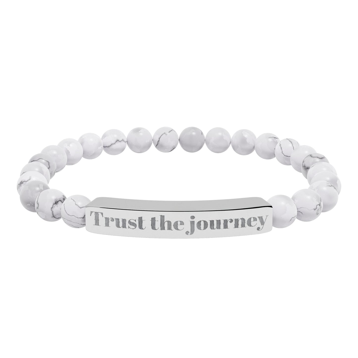 Engraved 'Trust the Journey' Natural Stone Stretch Bracelet