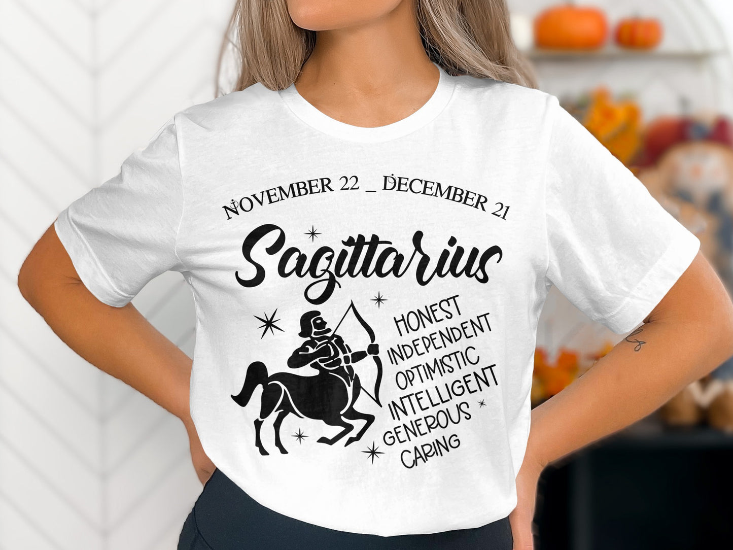 Sagittarius Zodiac Sign T-Shirt with Traits Design