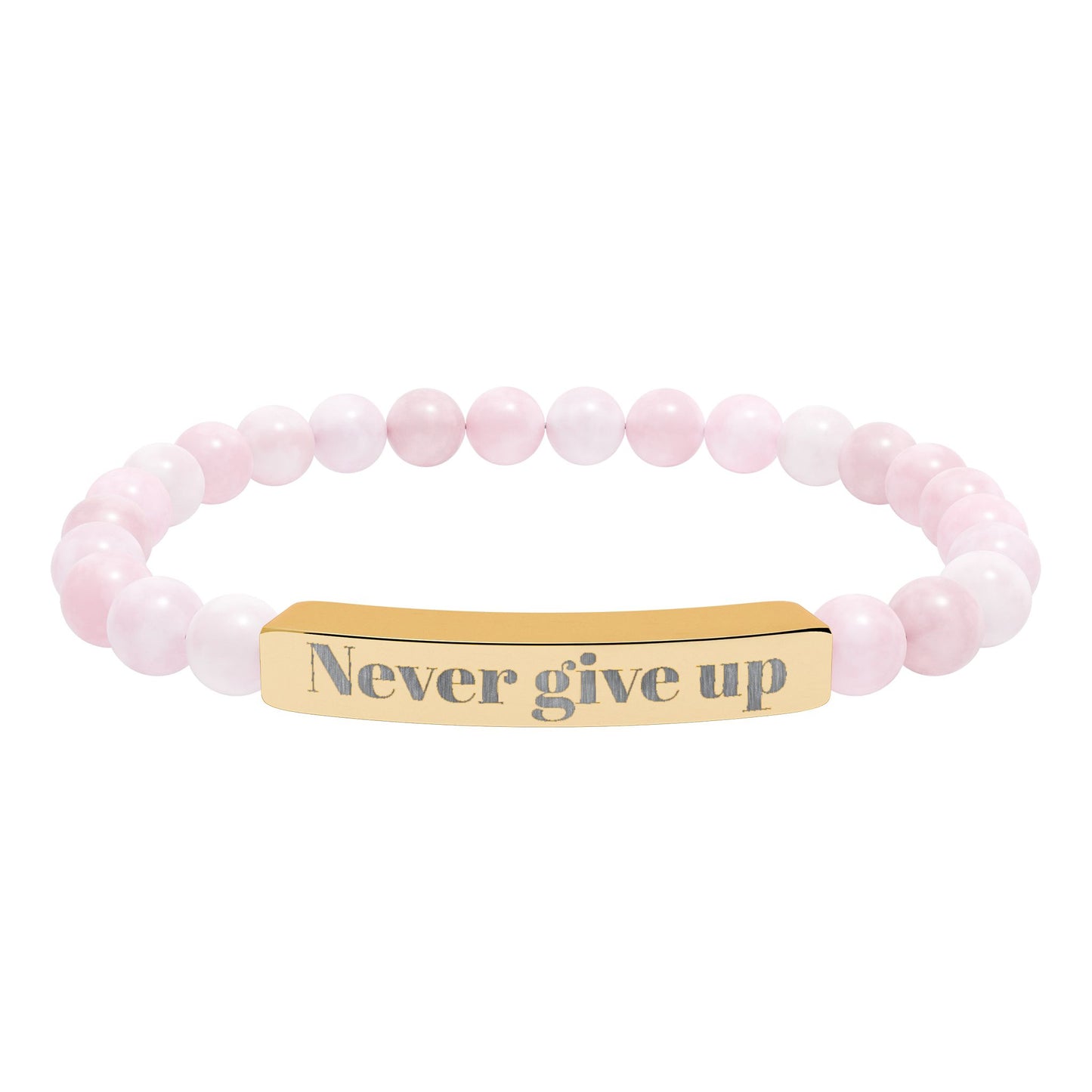 Engraved 'Never Give Up' Natural Stone Stretch Bracelet