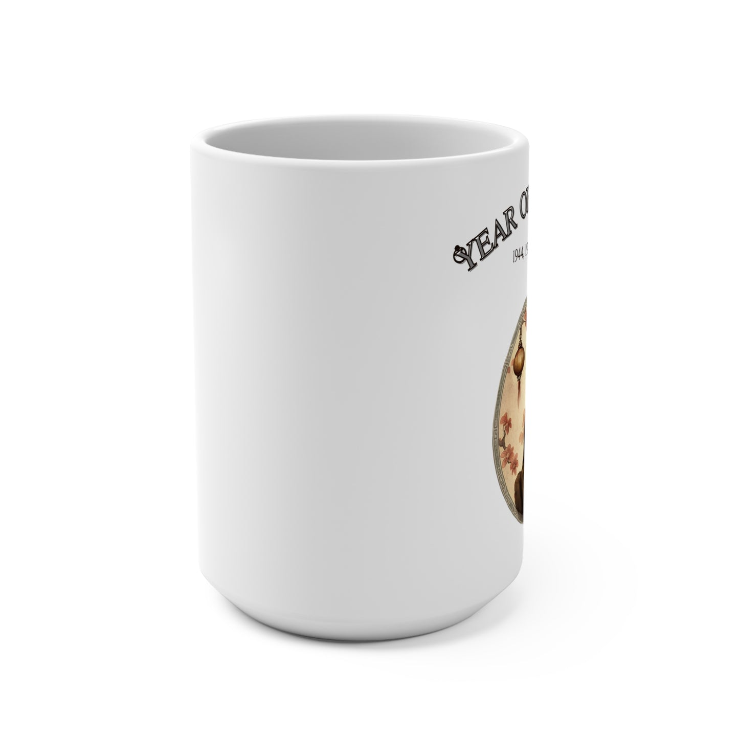 White mug with a design on a white background