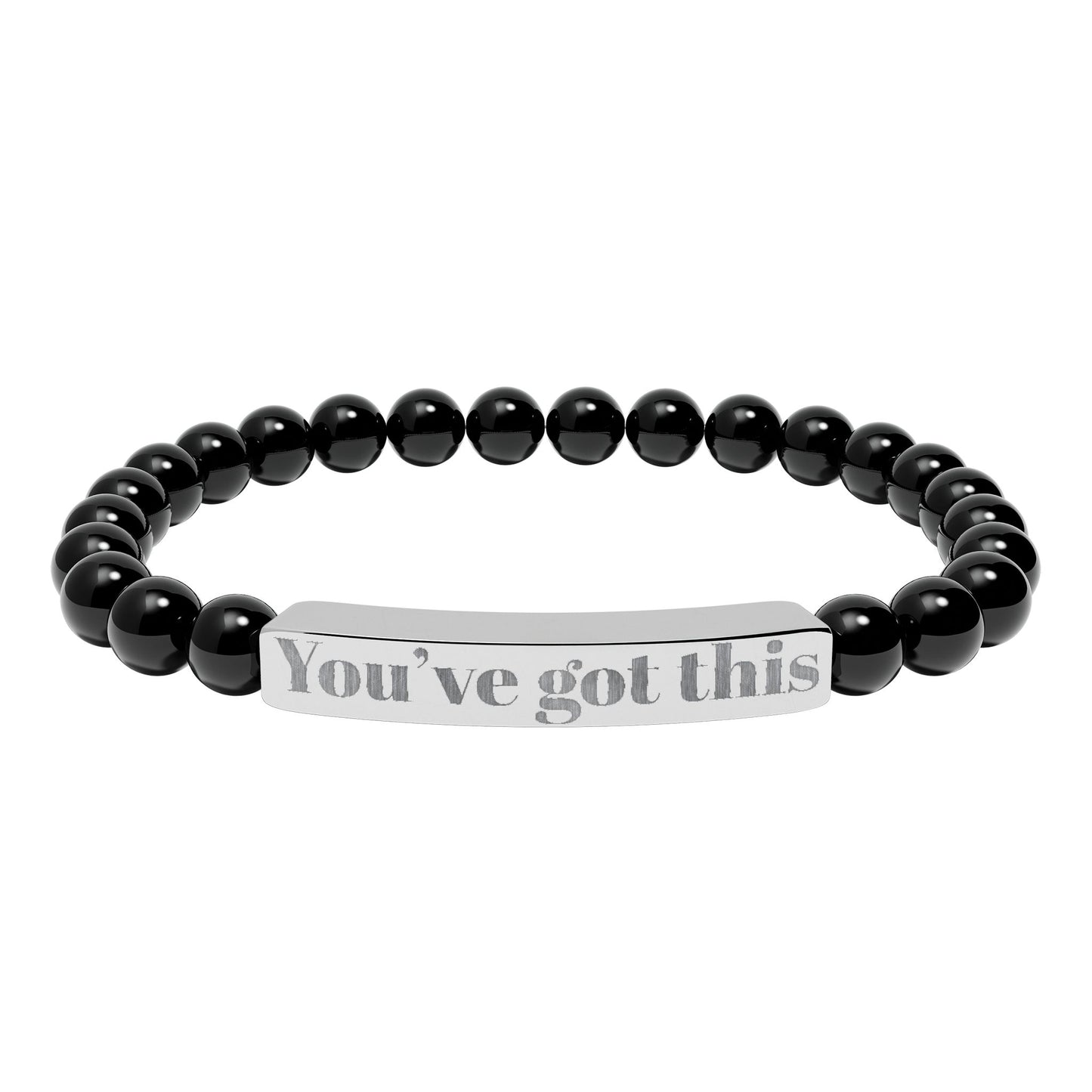 Engraved Natural Stone Stretch Bracelet — "You’ve Got This" Bar