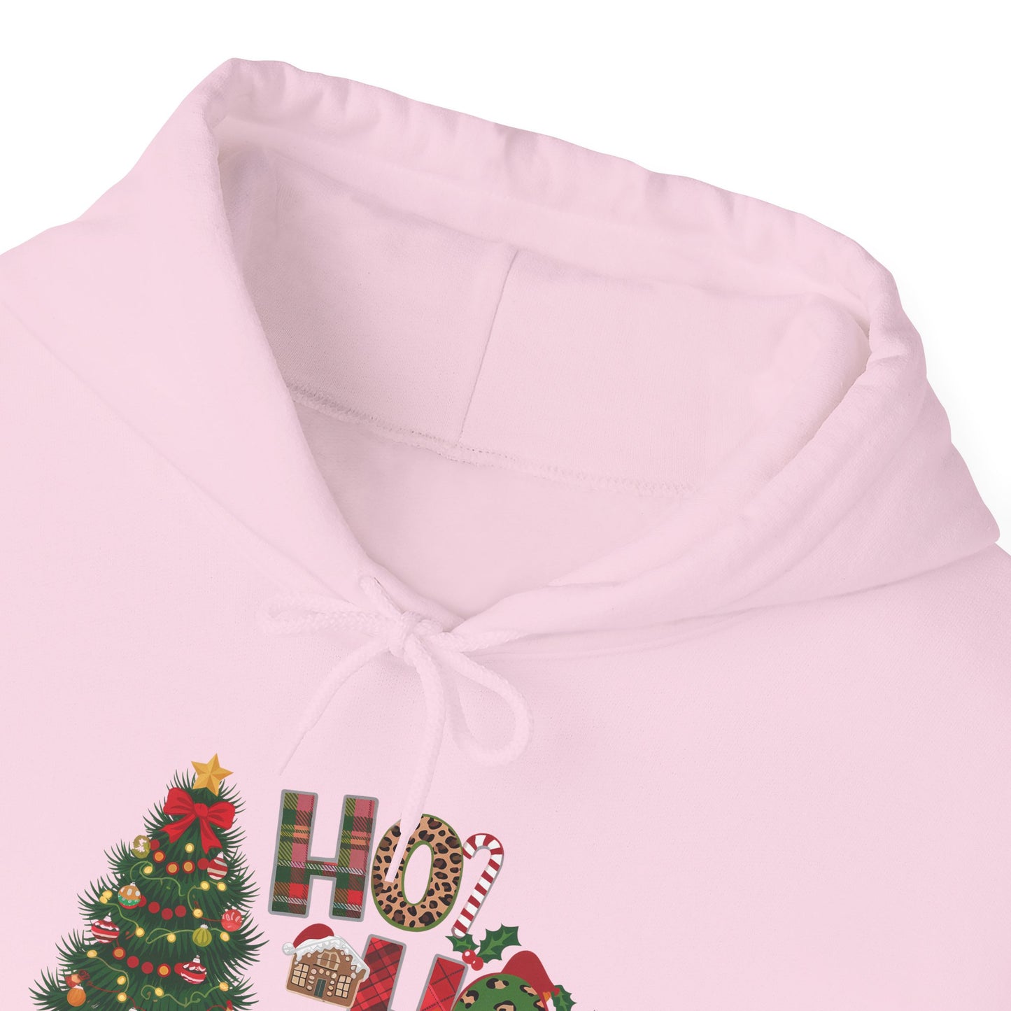 Embroidered Ho Ho Ho Christmas Hoodie – Festive Tree & Gifts Holiday Sweatshirt