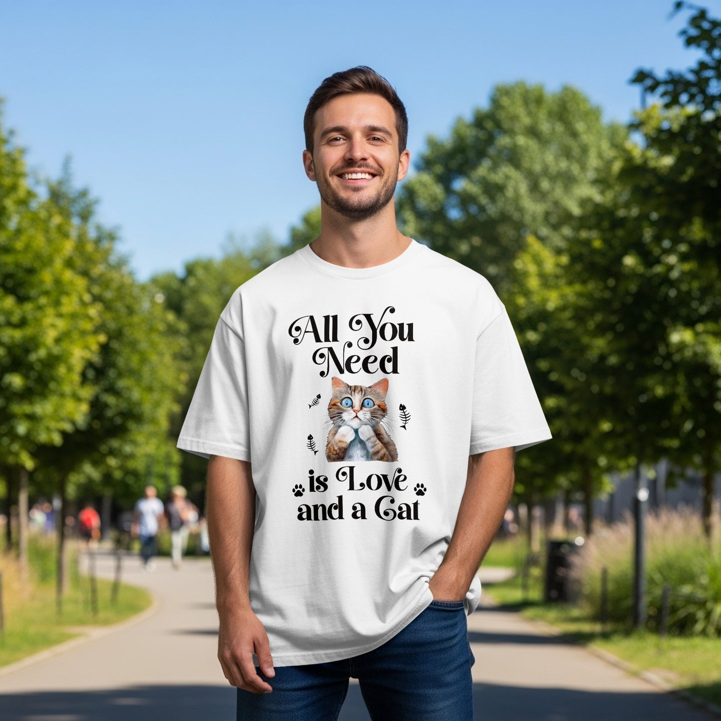 All You Need is Love and a Cat Graphic T-Shirt