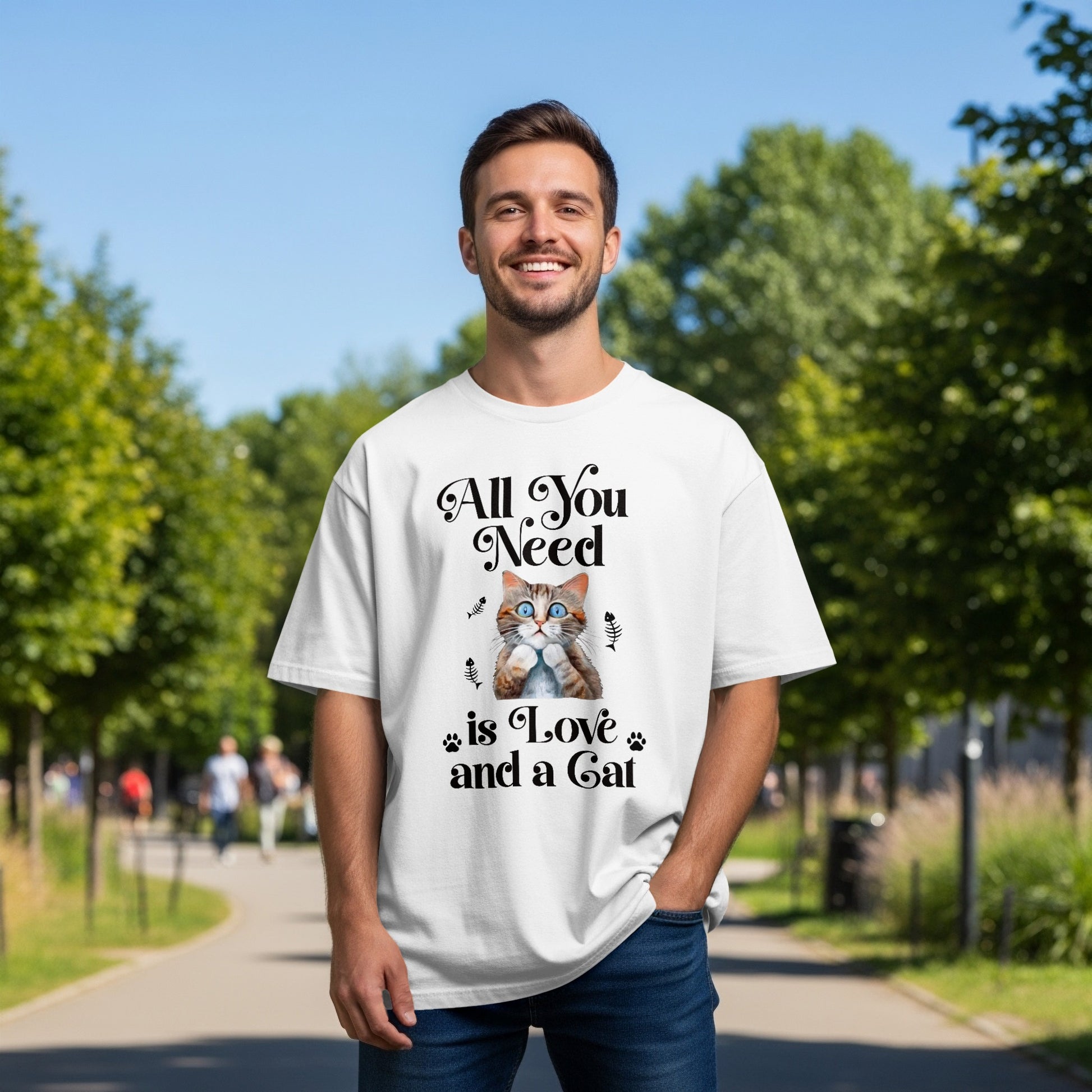 All You Need is Love and a Cat Graphic T-Shirt