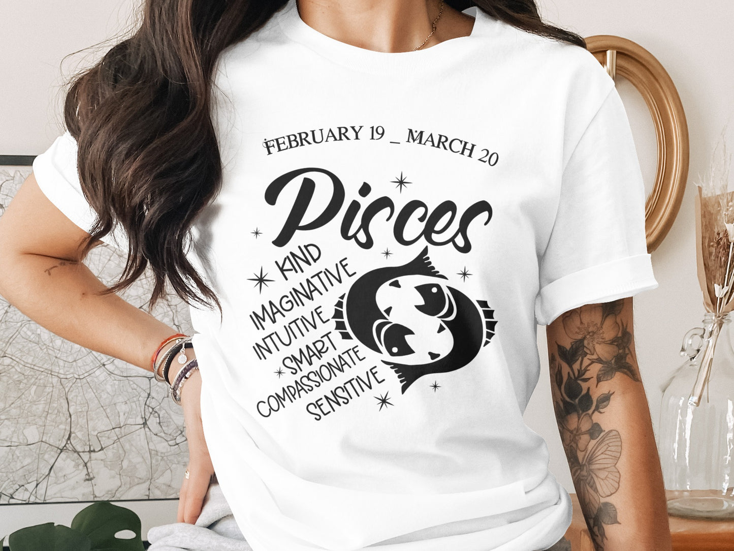 Pisces Zodiac Sign Unique Design T-Shirt for Astrology Lovers