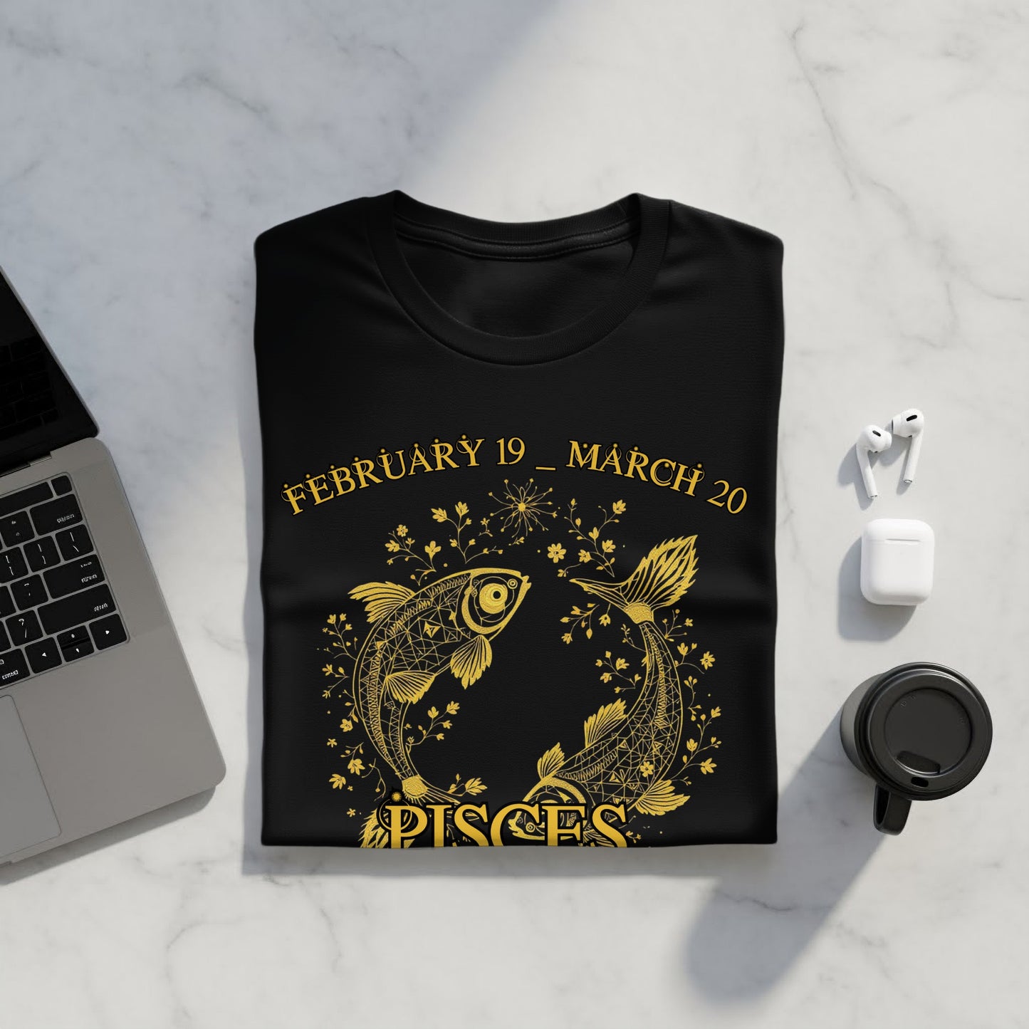 Elegant Pisces Zodiac Art February 19 - March 20 T-Shirt
