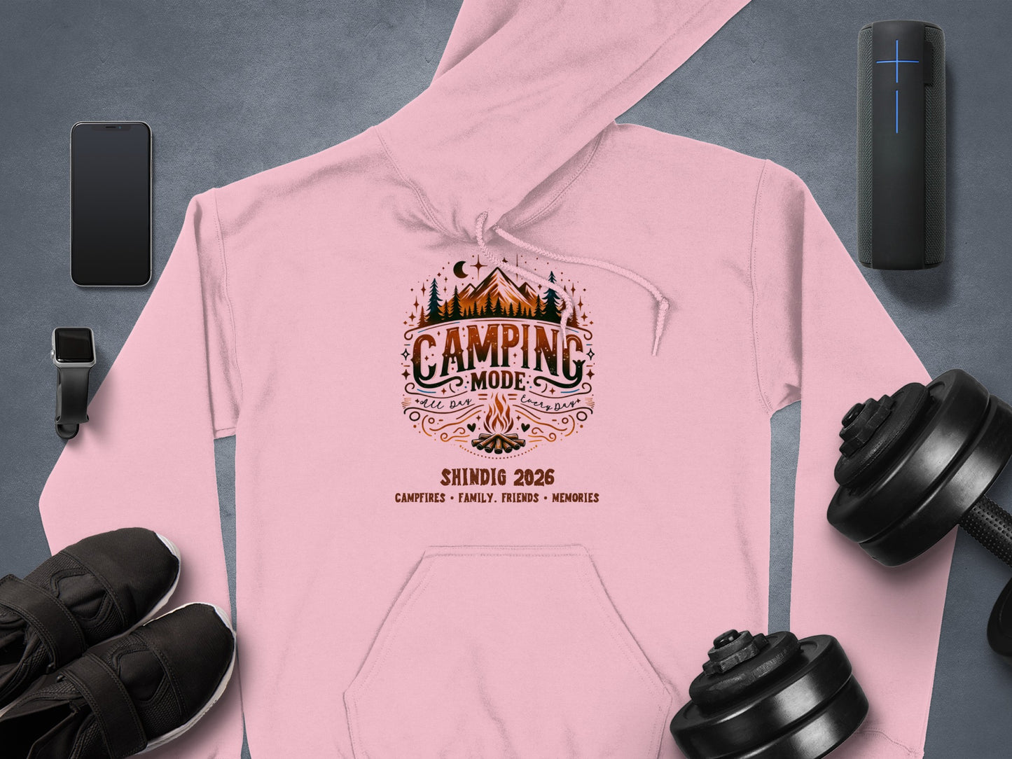 Camping Mode Shindig 2026 Graphic Hoodie for Outdoor Lovers