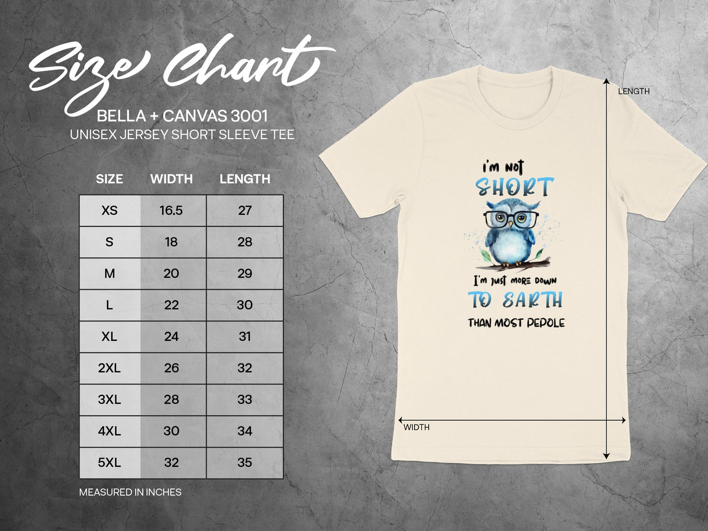 I'm Not Short Cute Owl Down to Earth T-shirt