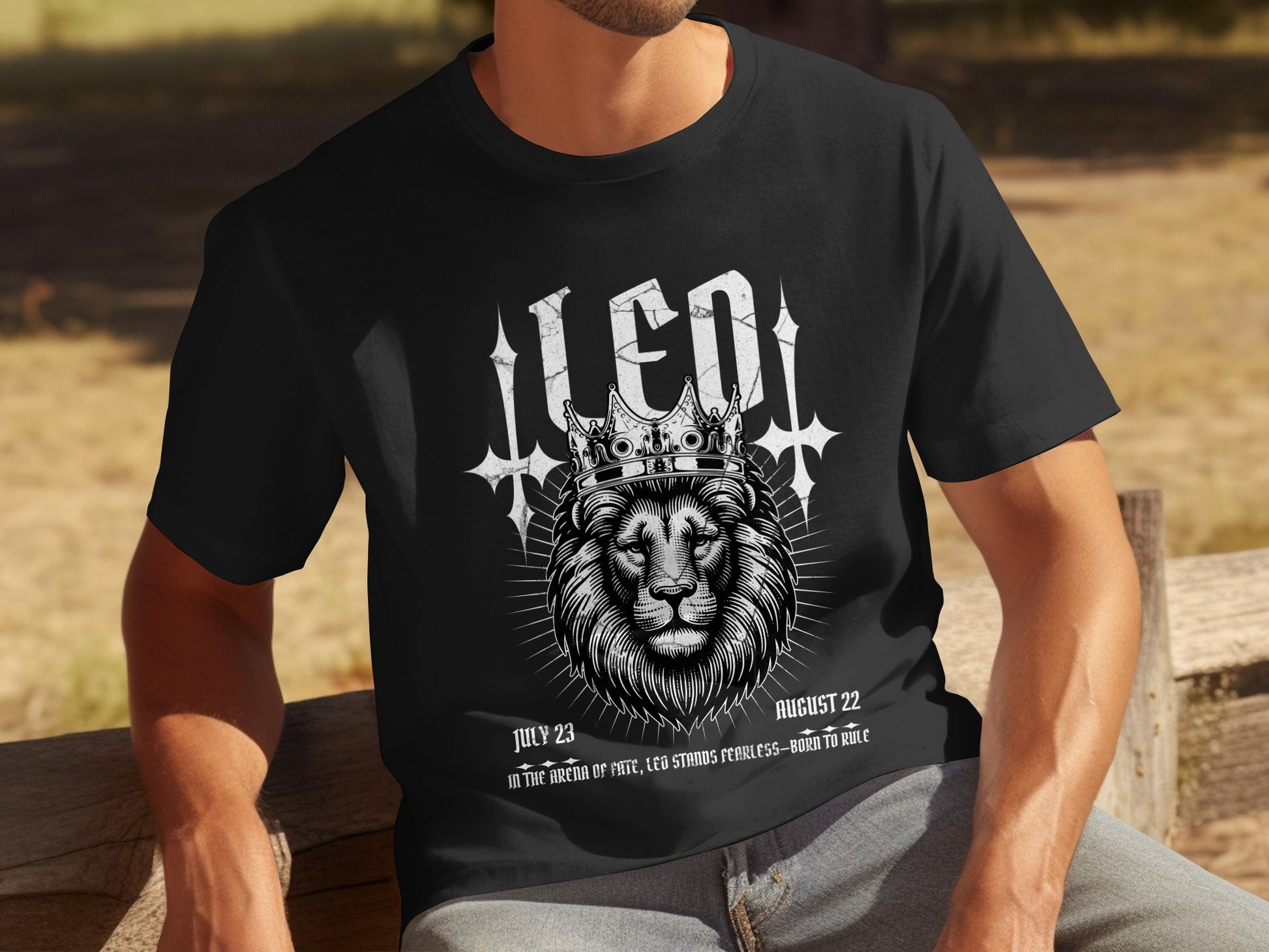 Leo Zodiac Crowned Lion Born To Rule Black Shirt product type