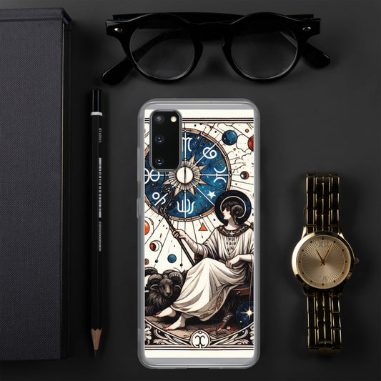 Virgo Samsung clear case with tarot maiden design zodiac symbols art nouveau astrology
