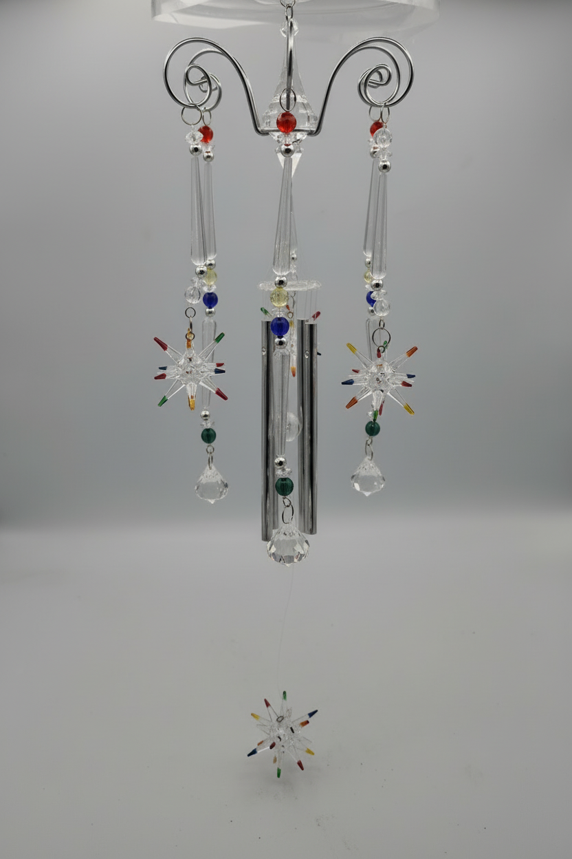 Crystal wind chime angled view