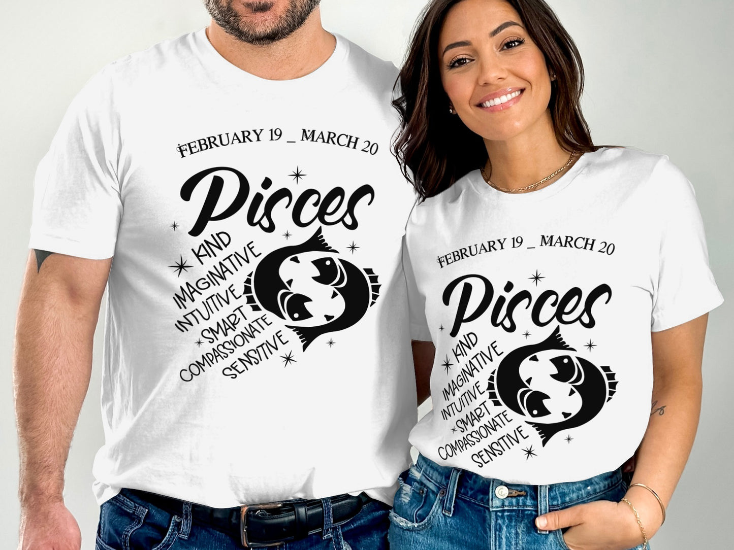 February 19 - March 20 Pisces Zodiac Sign T-shirt