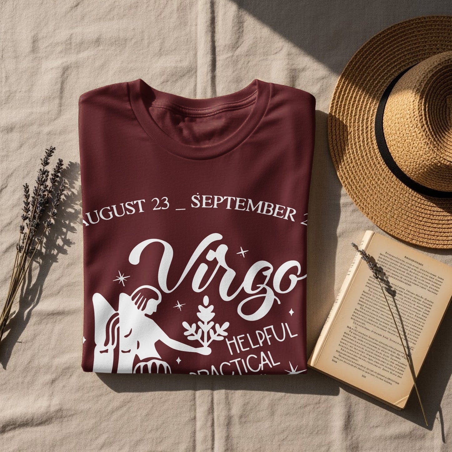 Virgo Zodiac Sign Maroon T-Shirt for September Birthdates