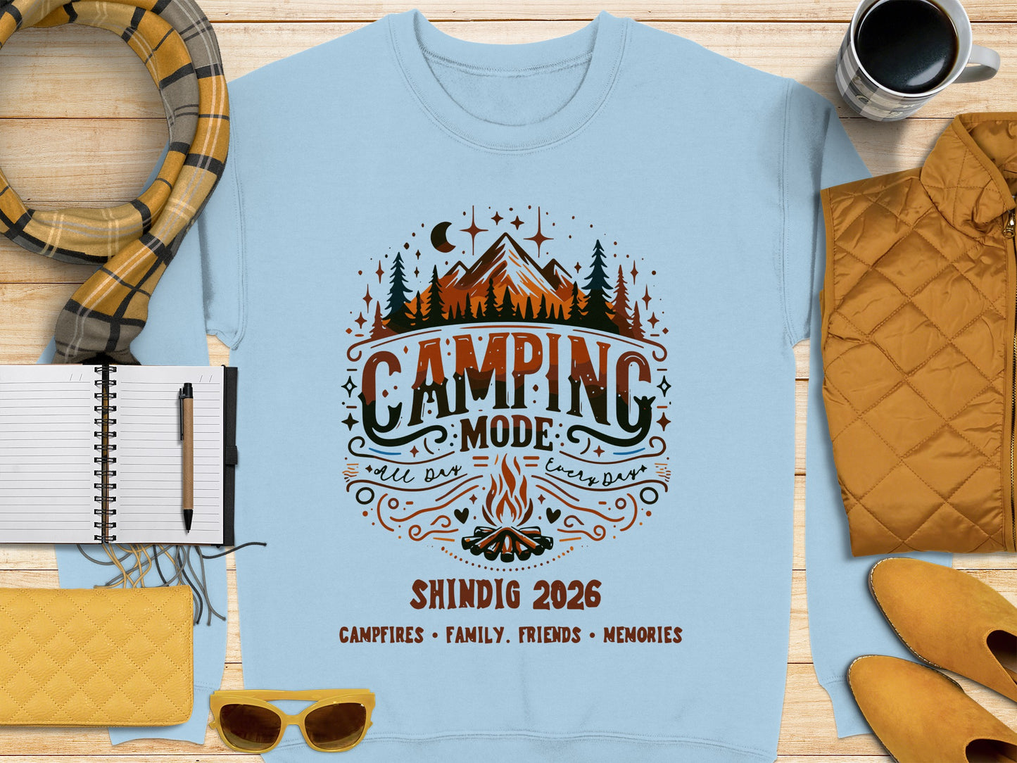 Camping Mode Shindig 2026 Campfires Family Friends shirt