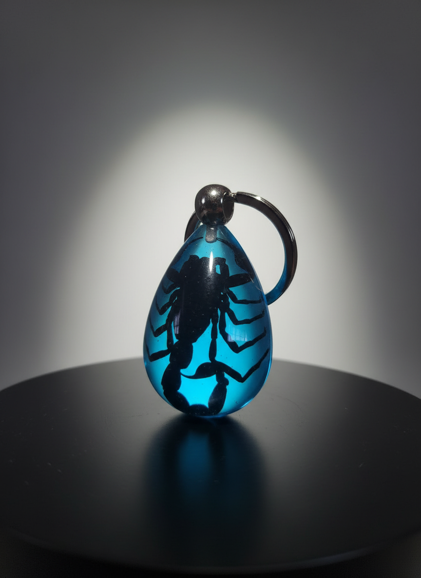 Enhanced blue scorpion keychain photo 2 - alternate angle