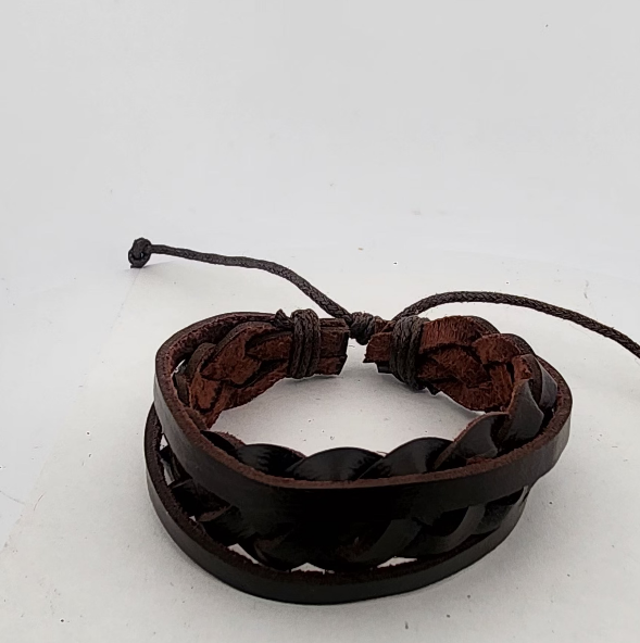 Dark Brown Braided Leather Bracelet | Adjustable Woven Cuff | Unisex Boho Style