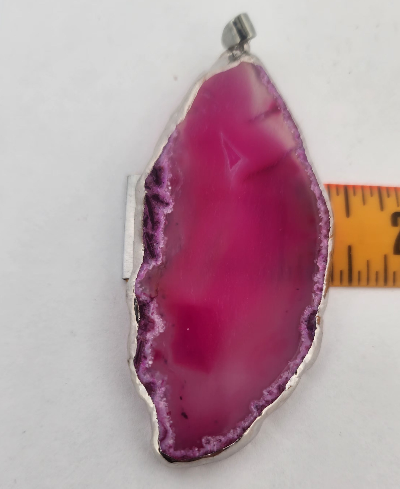 Pink Agate Slice Pendant Necklace